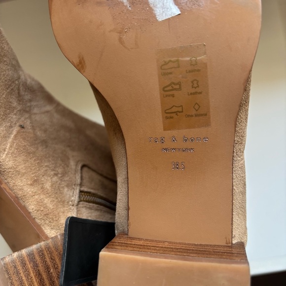 RAG & BONE Rover Zip Mid Heel Booties ALMOND Block Sz 38.5/8.5 - Picture 8 of 8